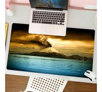 QRFASFZO Mouse Pad 31.5 × 12 inch Extended Large Mouse Mat Desk Pad, Stitched Edges Mousepad,Non-Slip Rubber Base,Volcanic landscape, an erupting volcano towards the dramatic clou,Gaming Mouse Pad XL