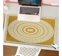 QRFASFZO Mouse Pad 31.5 × 12 inch Extended Large Mouse Mat Desk Pad, Stitched Edges Mousepad,Non-Slip Rubber Base,set Traditional vintage golden square and round Greek ornament Me,Gaming Mouse Pad XL