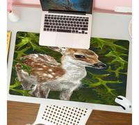 QRFASFZO Mouse Pad 31.5 × 12 inch Extended Large Mouse Mat Desk Pad, Stitched Edges Mousepad,Non-Slip Rubber Base,Forest deer portrait, a graceful deer with spotted fur, surrounde,Gaming Mouse Pad XL