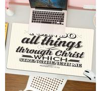 QRFASFZO Mouse Pad 31.5 × 12 inch Extended Large Mouse Mat Desk Pad, Stitched Edges Mousepad,Non-Slip Rubber Base,Bible lettering,Christian art,I can do all things through Christ,Gaming Mouse Pad XL