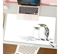 QRFASFZO Mouse Pad 31.5 × 12 inch Extended Large Mouse Mat Desk Pad, Stitched Edges Mousepad,Non-Slip Rubber Base,Animals, hand-painted two penguins standing side by side,Gaming Mouse Pad XL