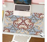 QRFASFZO Mouse Pad 31.5 × 12 inch Extended Large Mouse Mat Desk Pad, Stitched Edges Mousepad,Non-Slip Rubber Base,Ornate Floral Motif in Soft Hues,Elegant Art Nouveau Inspired Pat,Gaming Mouse Pad XL
