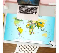 QRFASFZO Mouse Pad 31.5 × 12 inch Extended Large Mouse Mat Desk Pad, Stitched Edges Mousepad,Non-Slip Rubber Base,Wanderlust Decor, world map with countries and capitals of the ea,Gaming Mouse Pad XL