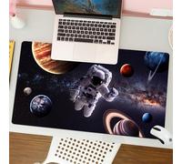 QRFASFZO Mouse Pad 31.5 × 12 inch Extended Large Mouse Mat Desk Pad, Stitched Edges Mousepad,Non-Slip Rubber Base,Outer Space,Astronaut Between Planets Mars Neptune Jupiter,Gaming Mouse Pad XL