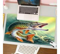 QRFASFZO Mouse Pad 31.5 × 12 inch Extended Large Mouse Mat Desk Pad, Stitched Edges Mousepad,Non-Slip Rubber Base,Predator fish in the water, showing sharp teeth in underwater sce,Gaming Mouse Pad XL