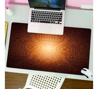 QRFASFZO Mouse Pad 31.5 × 12 inch Extended Large Mouse Mat Desk Pad, Stitched Edges Mousepad,Non-Slip Rubber Base,Tan,African Art Pattern with Floral and Geometric Elements Fishes,Gaming Mouse Pad XL