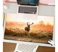 QRFASFZO Mouse Pad 31.5 × 12 inch Extended Large Mouse Mat Desk Pad, Stitched Edges Mousepad,Non-Slip Rubber Base,Red Deer in the morning Sun Nature Wild Landscape Rural Field Hea,Gaming Mouse Pad XL