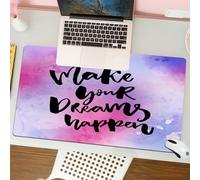 QRFASFZO Mouse Pad 31.5 × 12 inch Extended Large Mouse Mat Desk Pad, Stitched Edges Mousepad,Non-Slip Rubber Base,Quote, Let Your Dreams Happen Motivational Sayings About Aiming D,Gaming Mouse Pad XL