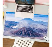QRFASFZO Mouse Pad 31.5 × 12 inch Extended Large Mouse Mat Desk Pad, Stitched Edges Mousepad,Non-Slip Rubber Base,Volcano, Bromo Batok and Semeru Volcanoes Java Island Indonesia M,Gaming Mouse Pad XL