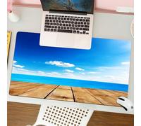QRFASFZO Mouse Pad 31.5 × 12 inch Extended Large Mouse Mat Desk Pad, Stitched Edges Mousepad,Non-Slip Rubber Base,Landscape, view of the sea from the pier under a cloudy, vivid su,Gaming Mouse Pad XL