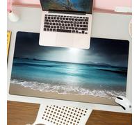QRFASFZO Mouse Pad 31.5 × 12 inch Extended Large Mouse Mat Desk Pad, Stitched Edges Mousepad,Non-Slip Rubber Base,Stormy sky under the sea view,Beaches and oceans, a beam of light,Gaming Mouse Pad XL