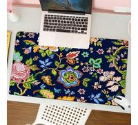 QRFASFZO Mouse Pad 31.5 × 12 inch Extended Large Mouse Mat Desk Pad, Stitched Edges Mousepad,Non-Slip Rubber Base,Embroidery seamless pattern with fantasy simplify flowers. Vector,Gaming Mouse Pad XL