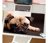 QRFASFZO Mouse Pad 31.5 × 12 inch Extended Large Mouse Mat Desk Pad, Stitched Edges Mousepad,Non-Slip Rubber Base,cute Pug dog with a sad flat face,Gaming Mouse Pad XL