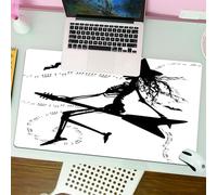 QRFASFZO Mouse Pad 31.5 × 12 inch Extended Large Mouse Mat Desk Pad, Stitched Edges Mousepad,Non-Slip Rubber Base,Music,Witch Flying on Electric Guitar Notes Bat Magical Halloween,Gaming Mouse Pad XL