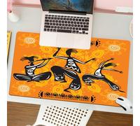 QRFASFZO Mouse Pad 31.5 × 12 inch Extended Large Mouse Mat Desk Pad, Stitched Edges Mousepad,Non-Slip Rubber Base,African nations Set,Native African Dancer Figures with Pol,Gaming Mouse Pad XL