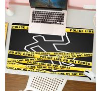 QRFASFZO Mouse Pad 31.5 × 12 inch Extended Large Mouse Mat Desk Pad, Stitched Edges Mousepad,Non-Slip Rubber Base,Murder scene, chalk outline of the victims and yellow gangs,Gaming Mouse Pad XL