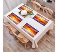 QRFASFZO Table Mats Set of 6, Place Mats Table Placemats Washable Non-slip Heat Insulation Woven Vinyl for,Coastal sunset, sun descending below the horizon, casting golden rays on the waves,12x18 in