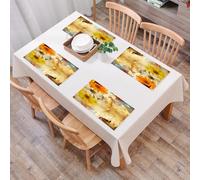 QRFASFZO Table Mats Set of 6, Place Mats Table Placemats Washable Non-slip Heat Insulation Woven Vinyl for,Grunge flowers and orange yellow daisy poetry lettering art g,12x18 in