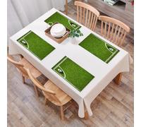 QRFASFZO Table Mats Set of 6, Place Mats Table Placemats Washable Non-slip Heat Insulation Woven Vinyl for,Football at the corner of the football field, the corner of the green football fiel,12x18 in