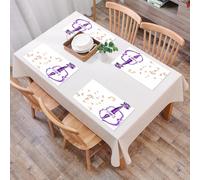 QRFASFZO Table Mats Set of 6, Place Mats Table Placemats Washable Non-slip Heat Insulation Woven Vinyl for,Music, musical notes instrument violin cello in watercolor style White background,12x18 in