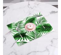 QRFASFZO Table Mats Set of 6, Place Mats Table Placemats Washable Non-slip Heat Insulation Woven Vinyl for,Palm leaf, realistic vivid leaves of palm tree growth ecology lush botany themed pr,12x18 in