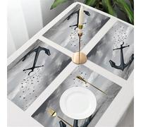 QRFASFZO Table Mats Set of 6, Place Mats Table Placemats Washable Non-slip Heat Insulation Woven Vinyl for,Art design, anchor turns into a flock of flying birds and seagulls for freedom and,12x18 in