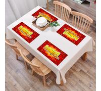QRFASFZO Table Mats Set of 6, Place Mats Table Placemats Washable Non-slip Heat Insulation Woven Vinyl for,Dynamic comics, 'Daniel' art font, red retro background with stars and explosion de,12x18 in