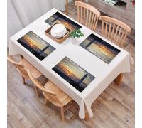 QRFASFZO Table Mats Set of 6, Place Mats Table Placemats Washable Non-slip Heat Insulation Woven Vinyl for,Lighthouse decoration, Michigan sunrise along the banks of the beautiful St. Igance,12x18 in