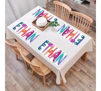 QRFASFZO Table Mats Set of 6, Place Mats Table Placemats Washable Non-slip Heat Insulation Woven Vinyl for,Ethan, colorful letters in the form of balloons Happy Birthday Celebration under de,12x18 in