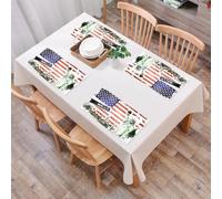 QRFASFZO Table Mats Set of 6, Place Mats Table Placemats Washable Non-slip Heat Insulation Woven Vinyl for,Iconic American flag, Statue of Liberty, Wall Street logo and city skyline surround,12x18 in
