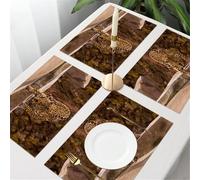 QRFASFZO Table Mats Set of 6, Place Mats Table Placemats Washable Non-slip Heat Insulation Woven Vinyl for,distinctive sight of a jaguar tiger sneaking towards its prey to To catch him He's,12x18 in