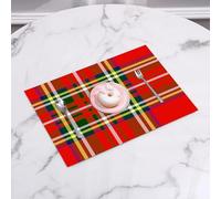 QRFASFZO Table Mats Set of 6, Place Mats Table Placemats Washable Non-slip Heat Insulation Woven Vinyl for,Red checkered, European western culture inspired abstract tar1,12x18 in