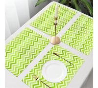 QRFASFZO Table Mats Set of 6, Place Mats Table Placemats Washable Non-slip Heat Insulation Woven Vinyl for,Alternating green and white zigzag repetition design creates a lively visual effect,12x18 in