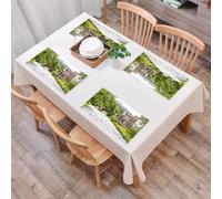 QRFASFZO Table Mats Set of 6, Place Mats Table Placemats Washable Non-slip Heat Insulation Woven Vinyl for,Charming countryside river bridge and stone house，Rural waterways and quaint houses,12x18 in