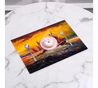 QRFASFZO Table Mats Set of 6, Place Mats Table Placemats Washable Non-slip Heat Insulation Woven Vinyl for,Orange l,Sailboats Ships Cruising in Waves with Dark Pastel Sunset Sky Oil Paint Ef,12x18 in