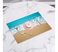 QRFASFZO Table Mats Set of 6, Place Mats Table Placemats Washable Non-slip Heat Insulation Woven Vinyl for,Quiet beach landscape with starfish, coastal landscape of marine life, seaside with,12x18 in