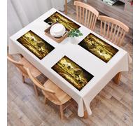 QRFASFZO Table Mats Set of 6, Place Mats Table Placemats Washable Non-slip Heat Insulation Woven Vinyl for,Medieval, old Scottish castle in European medieval culture heritage town in vintage,12x18 in