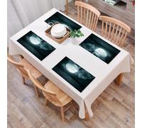 QRFASFZO Table Mats Set of 6, Place Mats Table Placemats Washable Non-slip Heat Insulation Woven Vinyl for,Gothic, Danger Night with a cloudy full moon and bat birds in the darks,12x18 in