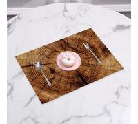 QRFASFZO Table Mats Set of 6, Place Mats Table Placemats Washable Non-slip Heat Insulation Woven Vinyl for,Plant schedule, round growth rings and cracks on the stump, documenting the lifelon,12x18 in