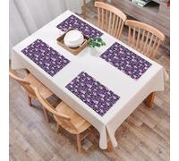 QRFASFZO Table Mats Set of 6, Place Mats Table Placemats Washable Non-slip Heat Insulation Woven Vinyl for,Floral silhouettes, butterfly with swirl-shaped floral motif, decorative curves, li,12x18 in
