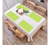 QRFASFZO Table Mats Set of 6, Place Mats Table Placemats Washable Non-slip Heat Insulation Woven Vinyl for,Green spring flowers and thriving fresh summer ow graphic print green green themed,12x18 in