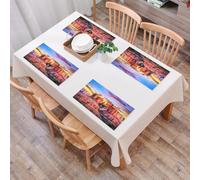 QRFASFZO Table Mats Set of 6, Place Mats Table Placemats Washable Non-slip Heat Insulation Woven Vinyl for,Desert landscape, red rock monument under the sky, illuminated by the brilliant col,12x18 in