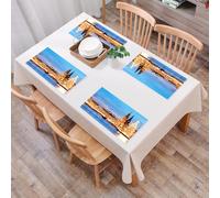 QRFASFZO Table Mats Set of 6, Place Mats Table Placemats Washable Non-slip Heat Insulation Woven Vinyl for,hamburg germany city town hall with illuminated christmas tree,12x18 in