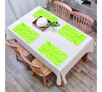 QRFASFZO Table Mats Set of 6, Place Mats Table Placemats Washable Non-slip Heat Insulation Woven Vinyl for,Green spring flowers and thriving fresh summer ow graphic print green green themed,12x18 in