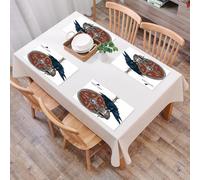 QRFASFZO Table Mats Set of 6, Place Mats Table Placemats Washable Non-slip Heat Insulation Woven Vinyl for,Crows perched on a helmet beside a shield and sword, symbolizing the mighty warrior,12x18 in