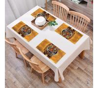 QRFASFZO Table Mats Set of 6, Place Mats Table Placemats Washable Non-slip Heat Insulation Woven Vinyl for,Animals, mysterious and majestic tigers, staring at dangerous animals in the distan,12x18 in