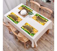QRFASFZO Table Mats Set of 6, Place Mats Table Placemats Washable Non-slip Heat Insulation Woven Vinyl for,Hedgehog, cute little hedgehog on autumn leaves in forest scenes from world decor,12x18 in