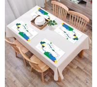 QRFASFZO Table Mats Set of 6, Place Mats Table Placemats Washable Non-slip Heat Insulation Woven Vinyl for,Map,Central America and the Caribbean Islands Map Countries Cities Names Regions Lo,12x18 in