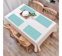 QRFASFZO Table Mats Set of 6, Place Mats Table Placemats Washable Non-slip Heat Insulation Woven Vinyl for,Geometric chain light blue background, blue white link pattern, coastal inspiration,12x18 in