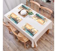QRFASFZO Table Mats Set of 6, Place Mats Table Placemats Washable Non-slip Heat Insulation Woven Vinyl for,City, Venice Italian cityscape of Grand Canal, Boats Navigate the Blue Waters Besid,12x18 in